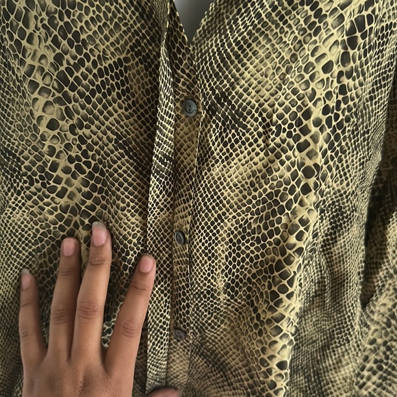The Limited SILK Olive Green Snakeskin Button Down - Picture 3 of 5